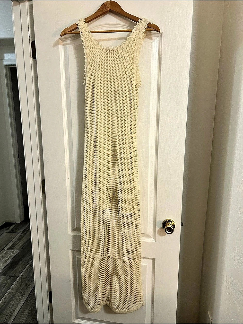 Audrey Parks Crochet Maxi Dress in Cream Size Medium Like New